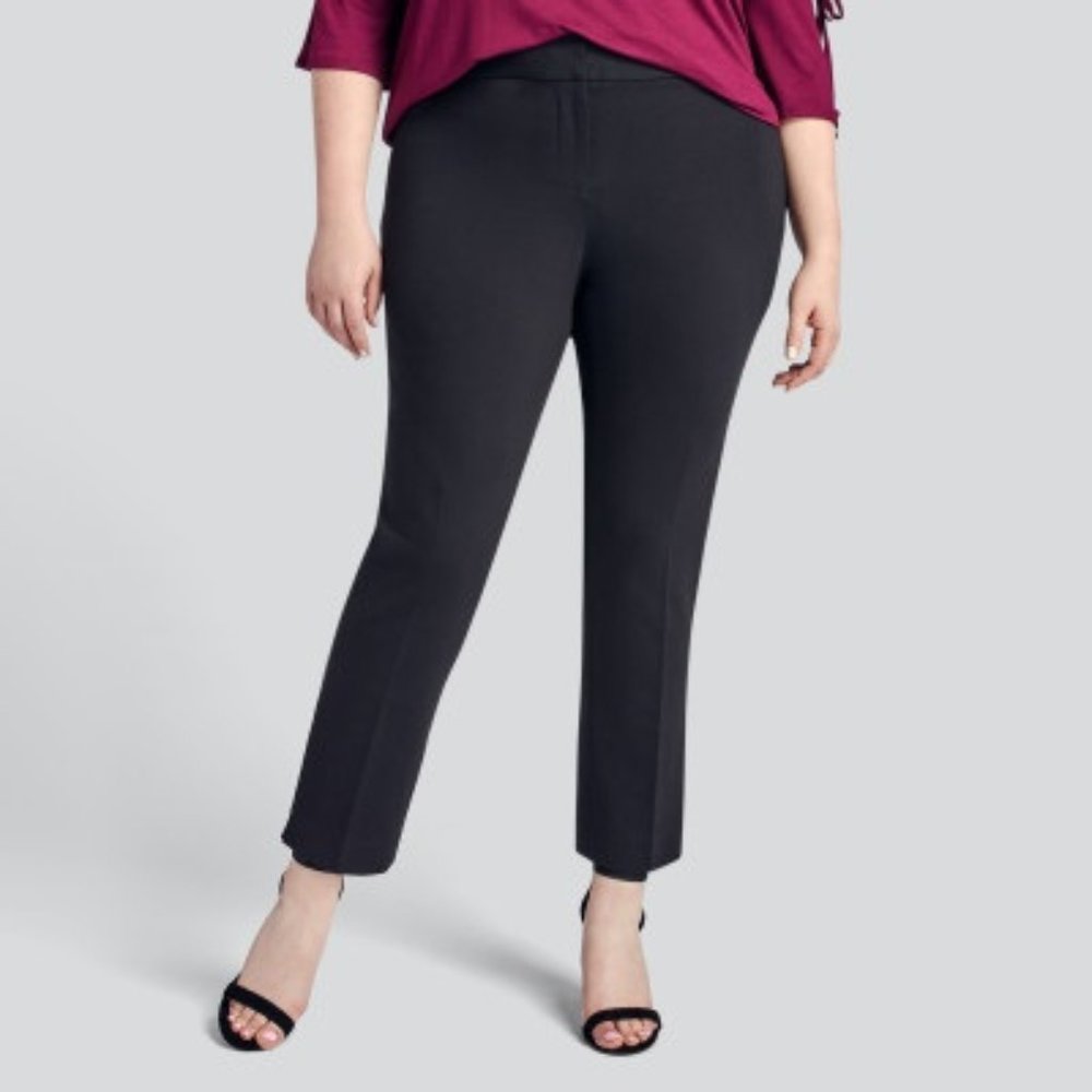 Front Zip Slim Leg Black Ankle Pant NWT